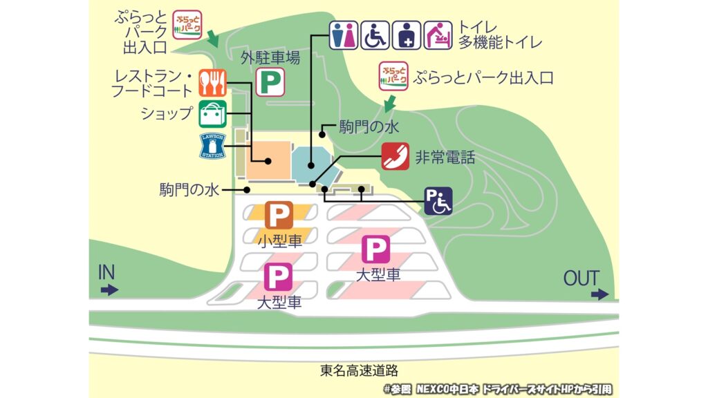 高速道路で水場がある車中泊スポット 東名高速 駒門pa 下り 名古屋方面 道の駅 ブログ